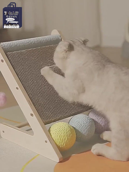 Cat Scratcher Pad with Interactive Balls and Dangling