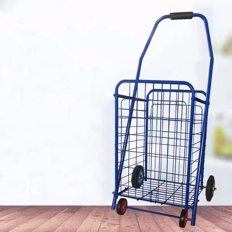 406 Square Shopping Cart-Red Blue  Metal
