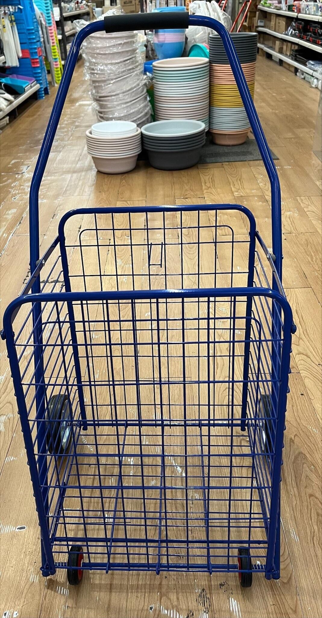 406 Square Shopping Cart-Red Blue  Metal